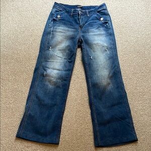 Calvin Klein Distressed Blue Wide Leg Jeans